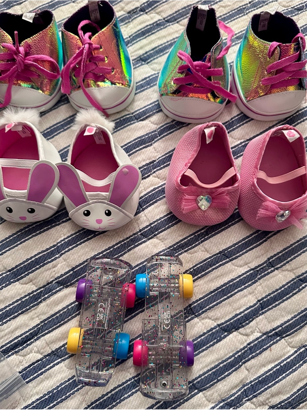 Build-A-Bear Shoe Lot - Metallic Sneakers Bunny Flats Pink Heels Roller Skates